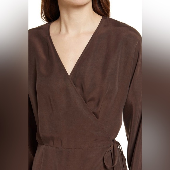 & Other Stories Oversized Midi Wrap Dress Brown Size 8 - Picture 4 of 5